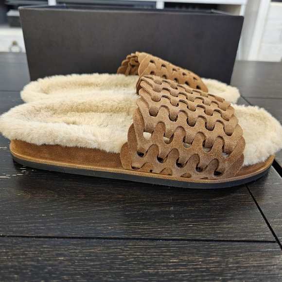 rag & bone Bailey Suede Sherpa-Lined Slides - Picture 6 of 14